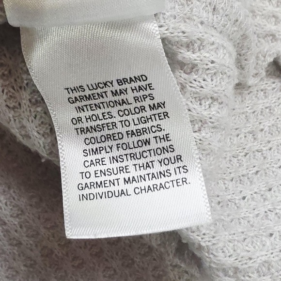 Lucky Brand Mens Small Light Gray Waffle Knit Crewneck Long Sleeve Sweater Work - Picture 6 of 9